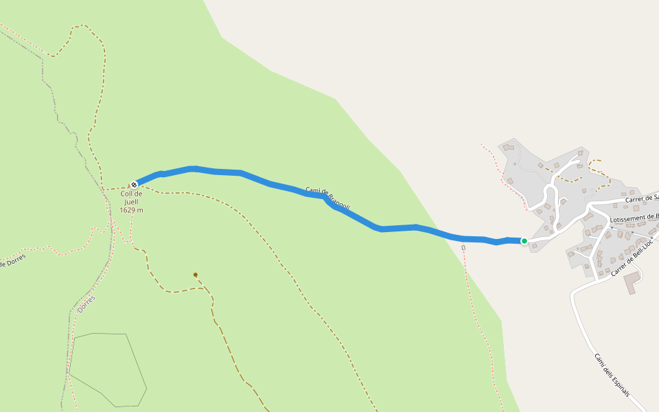 Camí de Brangolí walking route map in Dorres