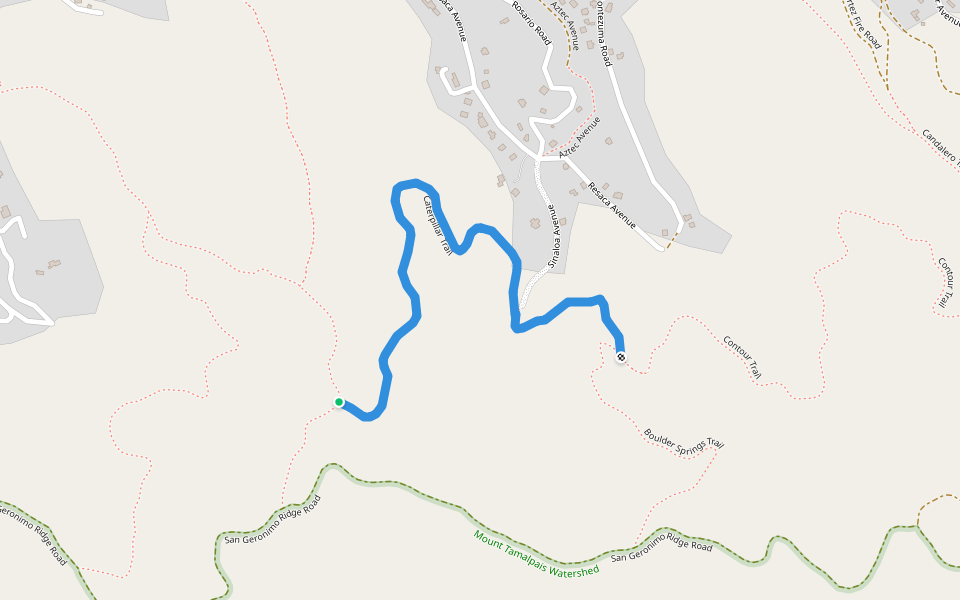 Caterpillar Trail walking route map in Lagunitas-Forest Knolls