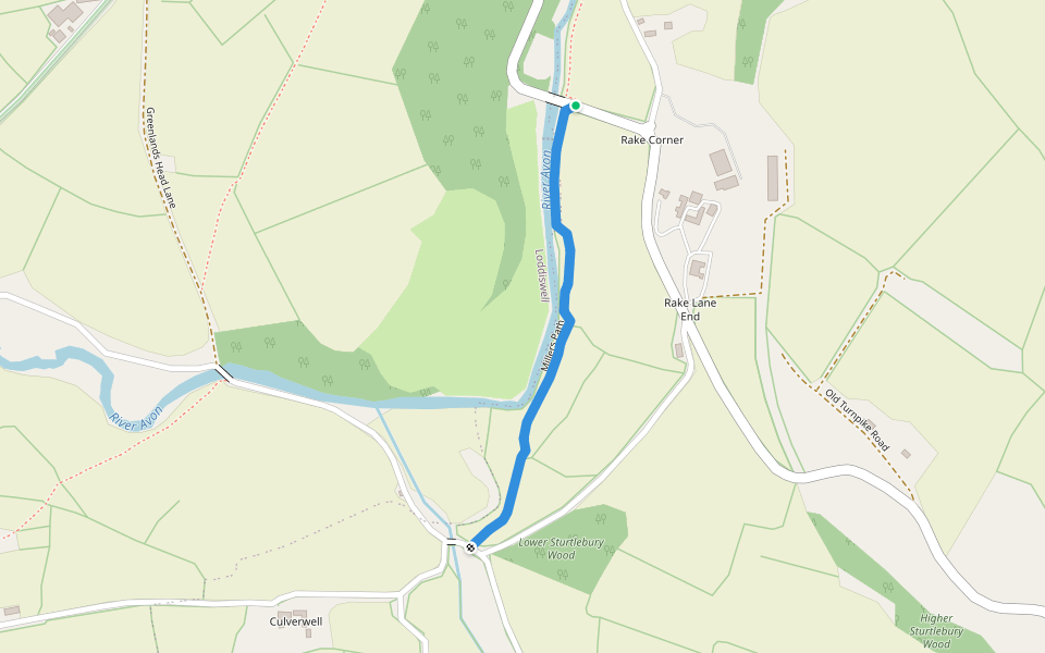 Millers Path walking route map in Loddiswell