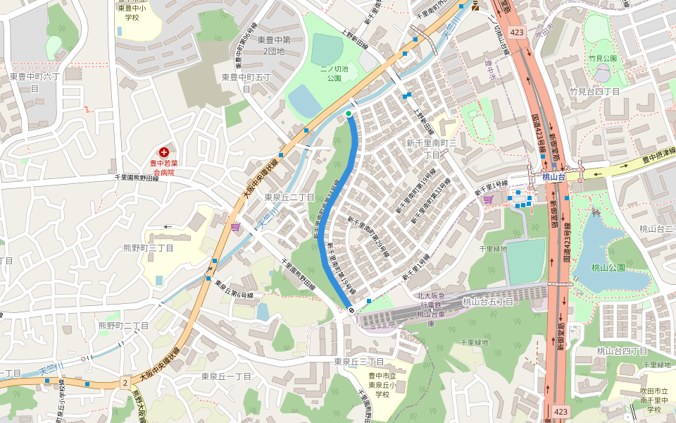 新千里南町歩第34号線 walking route map in Toyonaka