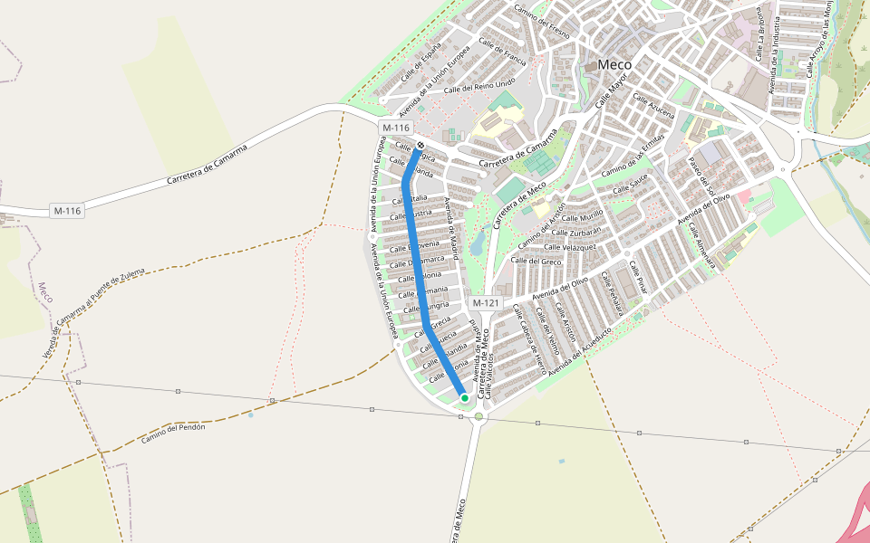 Paseo de Maastricht walking route map in Meco