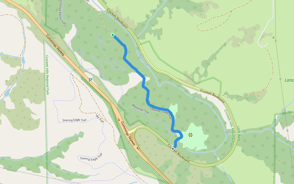 Edwards Creek Trail walking route map in Crockett