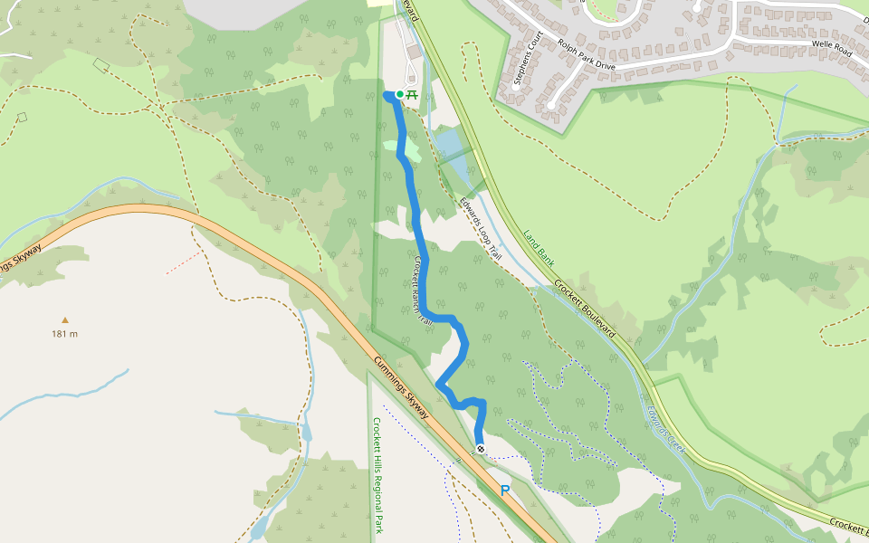Crockett Ranch Trail walking route map in Crockett