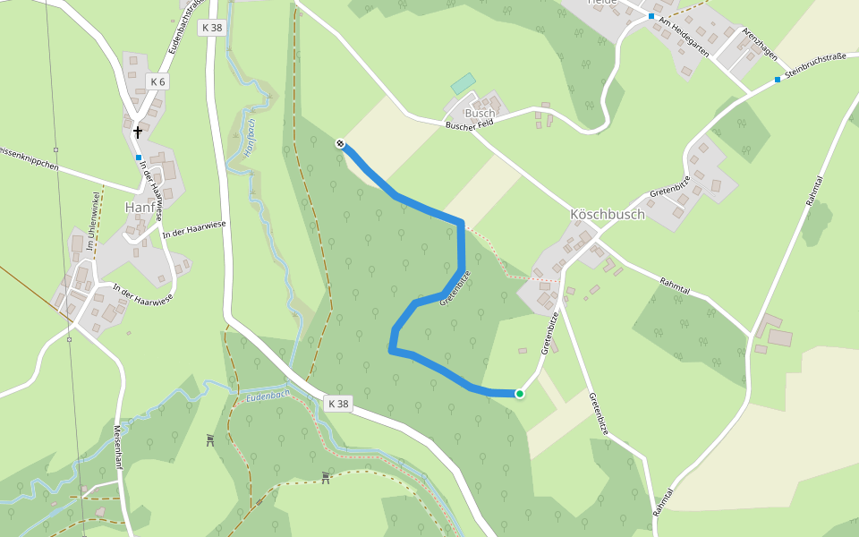 Gretenbitze walking route map in Hennef (Sieg)