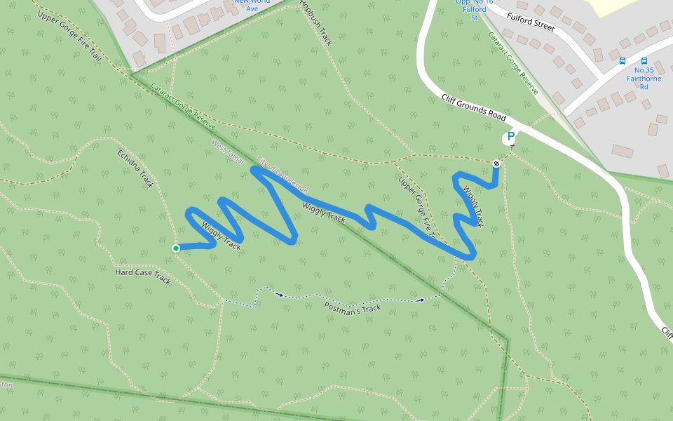 Wiggly Track walking route map in Trevallyn