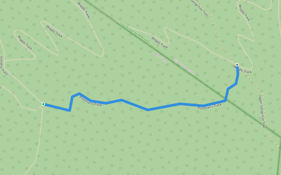 Postman's Track walking route map in Trevallyn