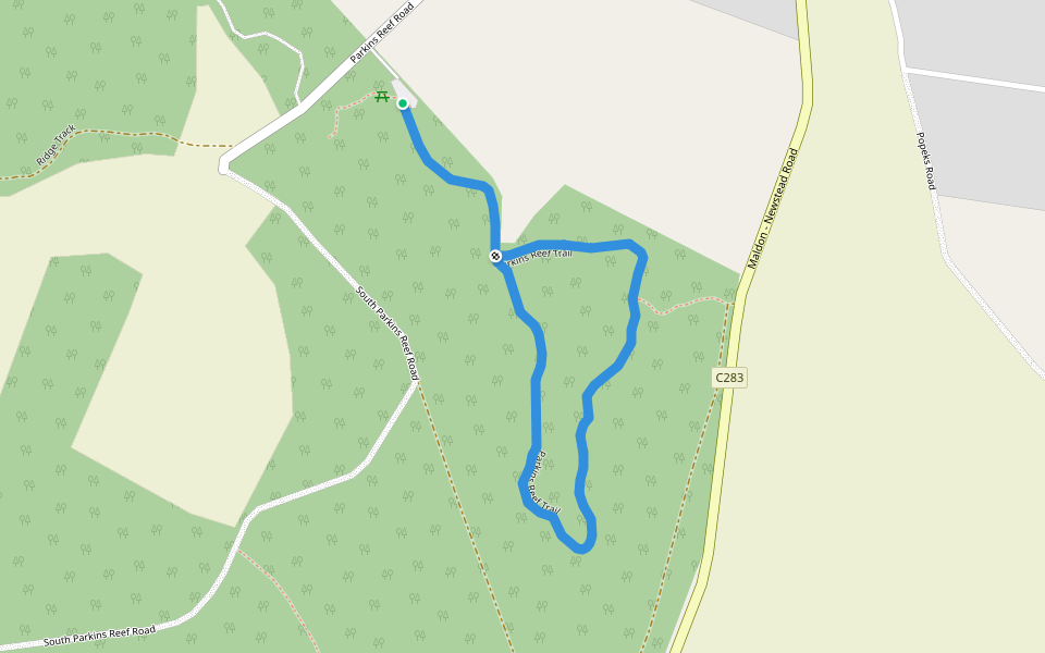 Parkins Reef Trail walking route map in Maldon