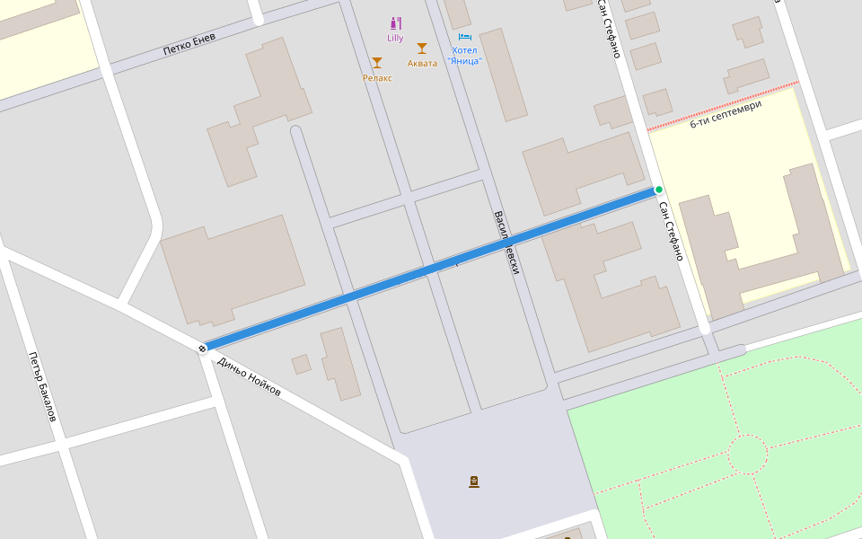 6-ти септември walking route map in Kipilovo