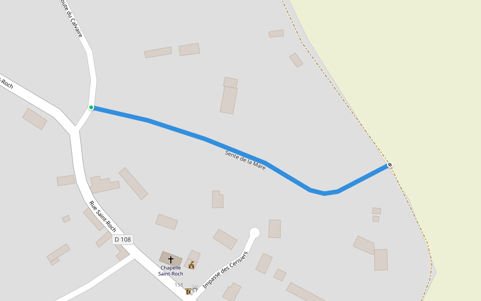 Sente de la Mare walking route map in Drosay