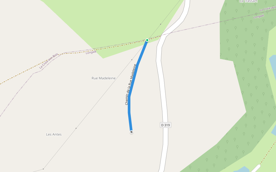 Chemin de la Rue Madeleine walking route map in Longwé