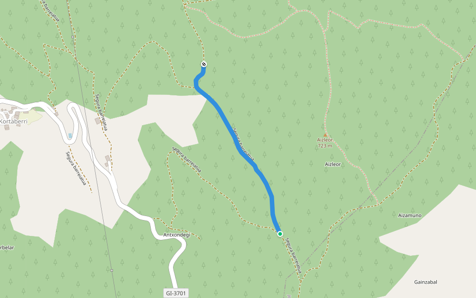 Segura barreiatua walking route map in Segura
