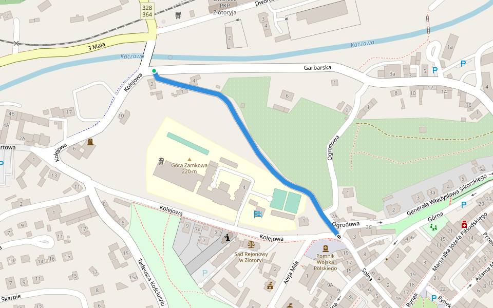 Zielona walking route map in Złotoryja