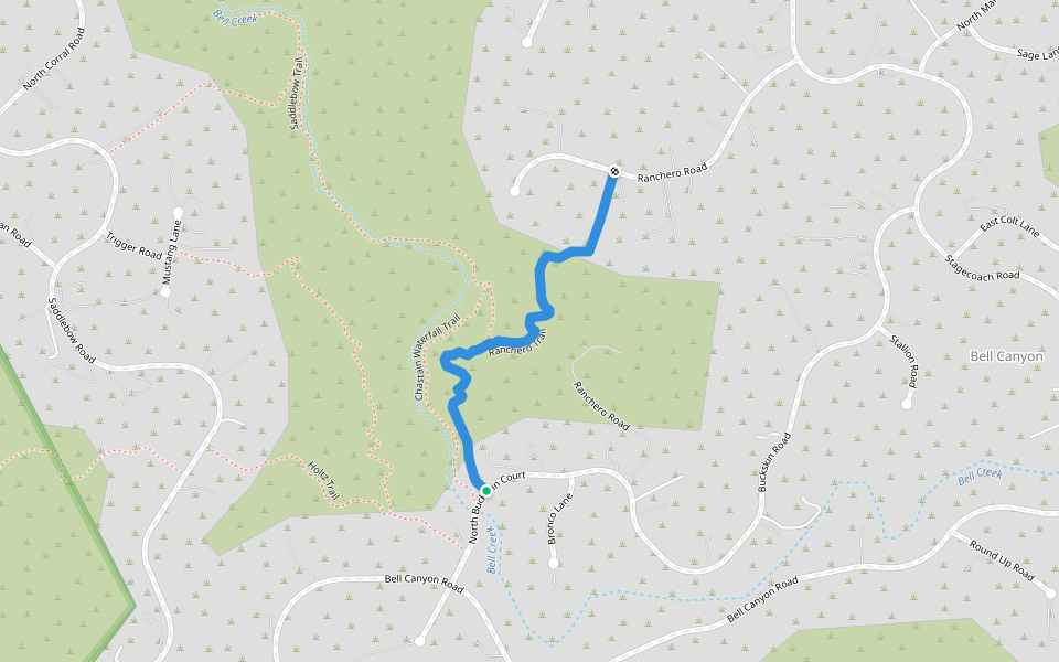 Ranchero Trail walking route map in Bell Canyon