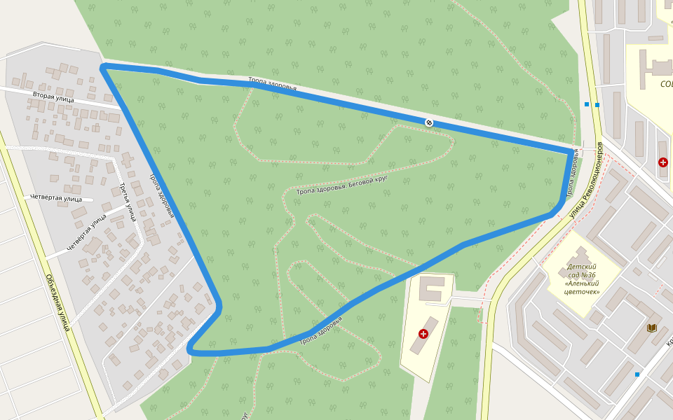 Тропа здоровья walking route map in Belebey