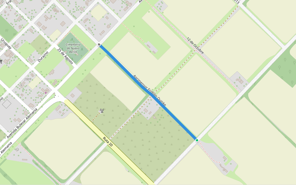 Agrimensor Fridolin Quinke walking route map in Nuevo Berlín