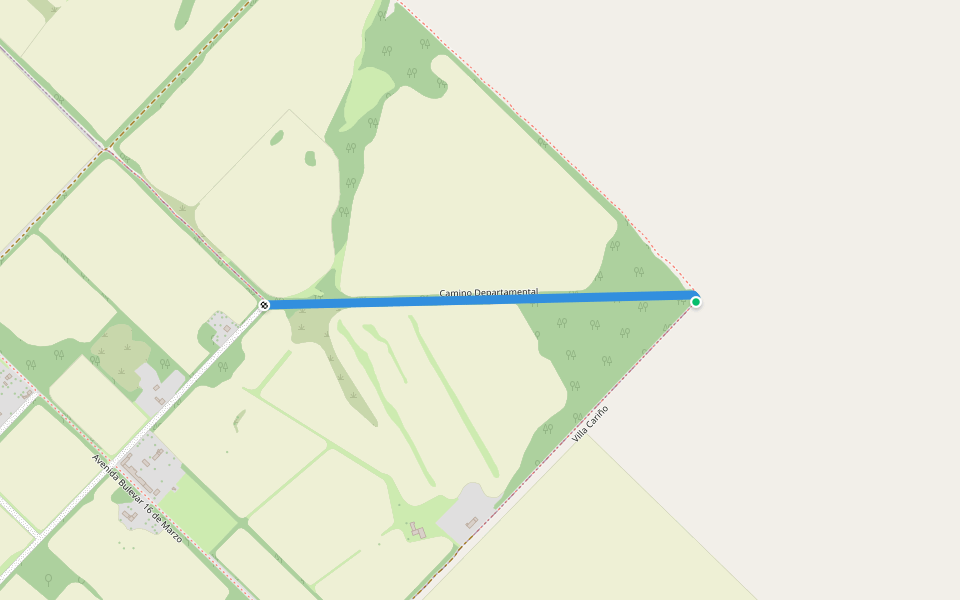 Camino Departamental walking route map in Nuevo Berlín