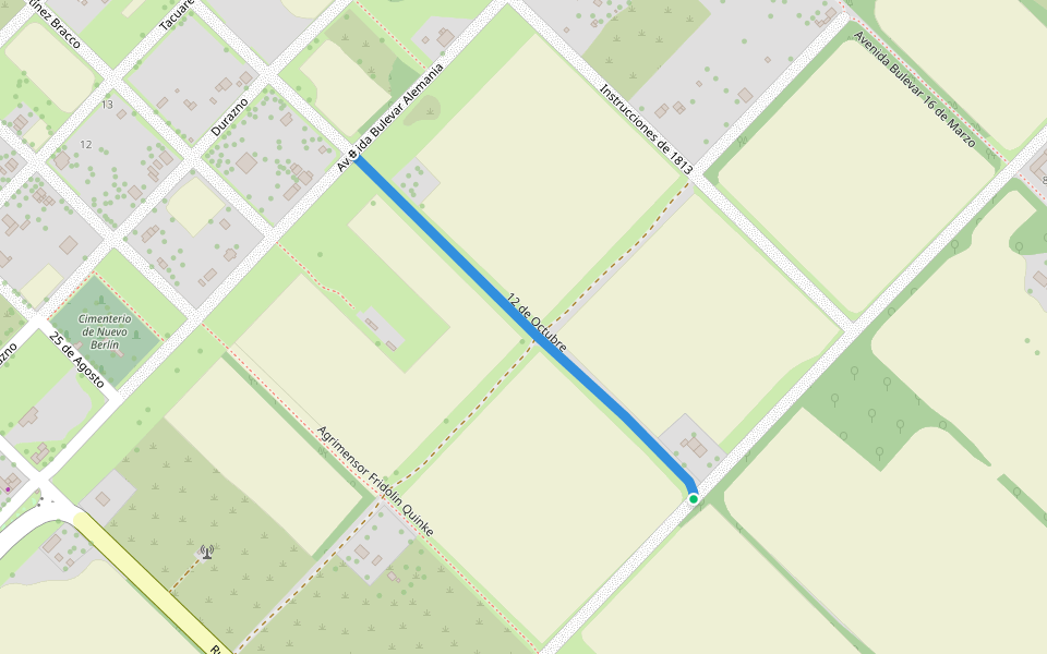 12 de Octubre walking route map in Nuevo Berlín