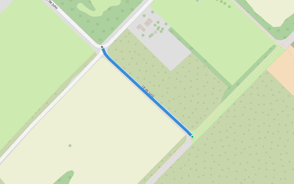 18 de Julio walking route map in Nuevo Berlín