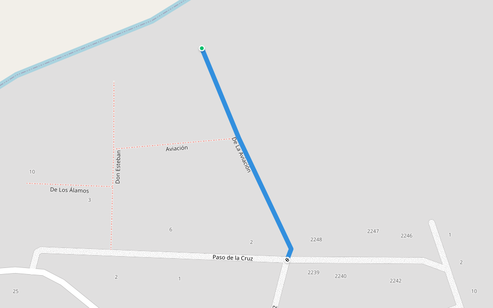 De La Aviación walking route map in Las Cañas