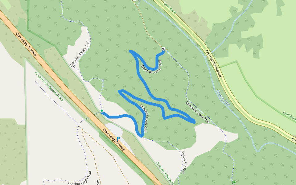 Edwards Loop Trail walking route map in Crockett