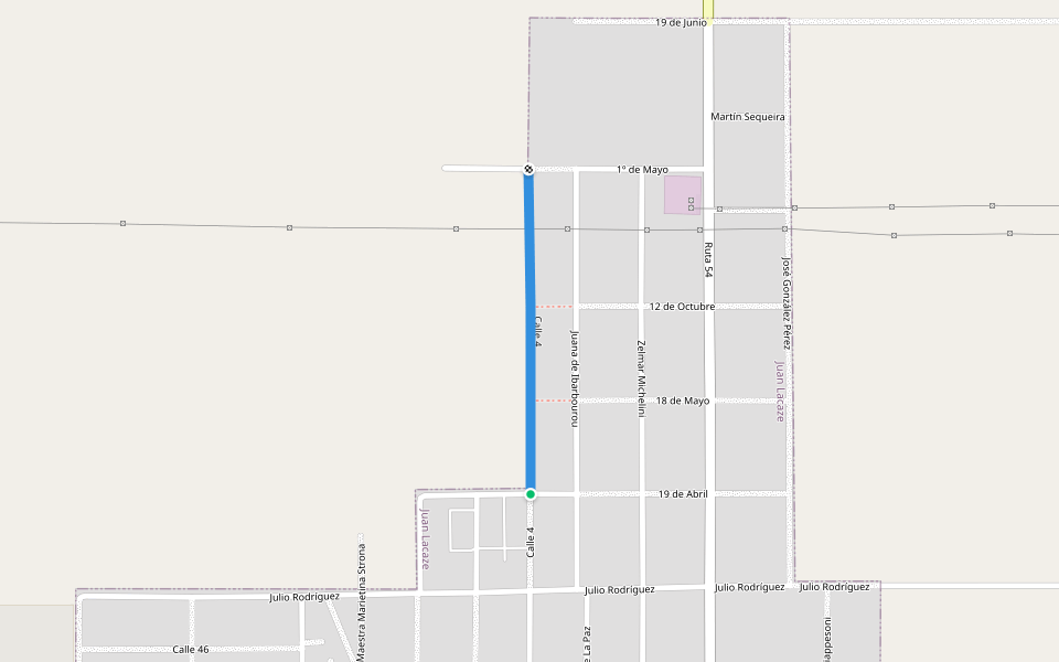Calle 4 walking route map in Juan L. Lacaze