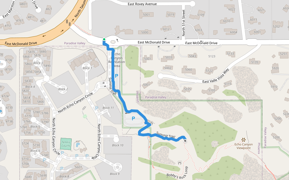 Summit Trail walking route map in Paradise Valley