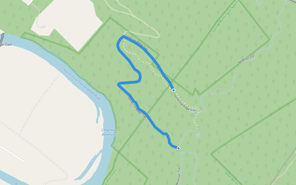 Stonecrop Ridge Trail walking route map in Woodstock