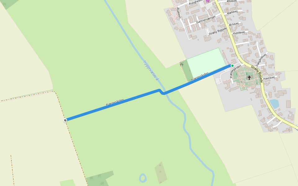Præstegården walking route map in Strøby