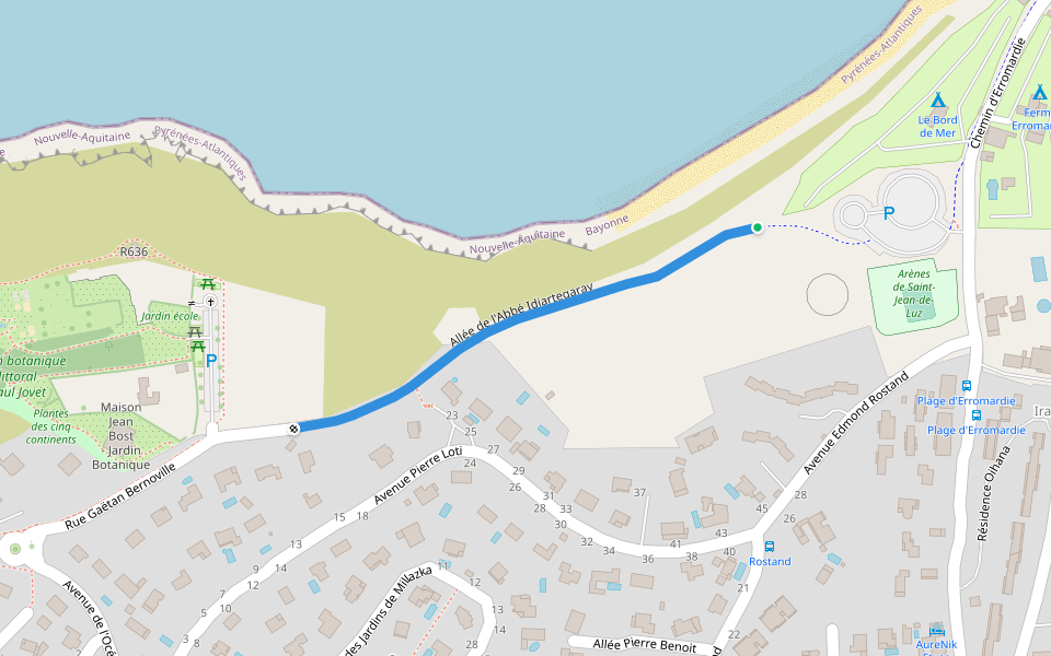 Allée de l'Abbé Idiartegaray walking route map in Saint-Jean-de-Luz