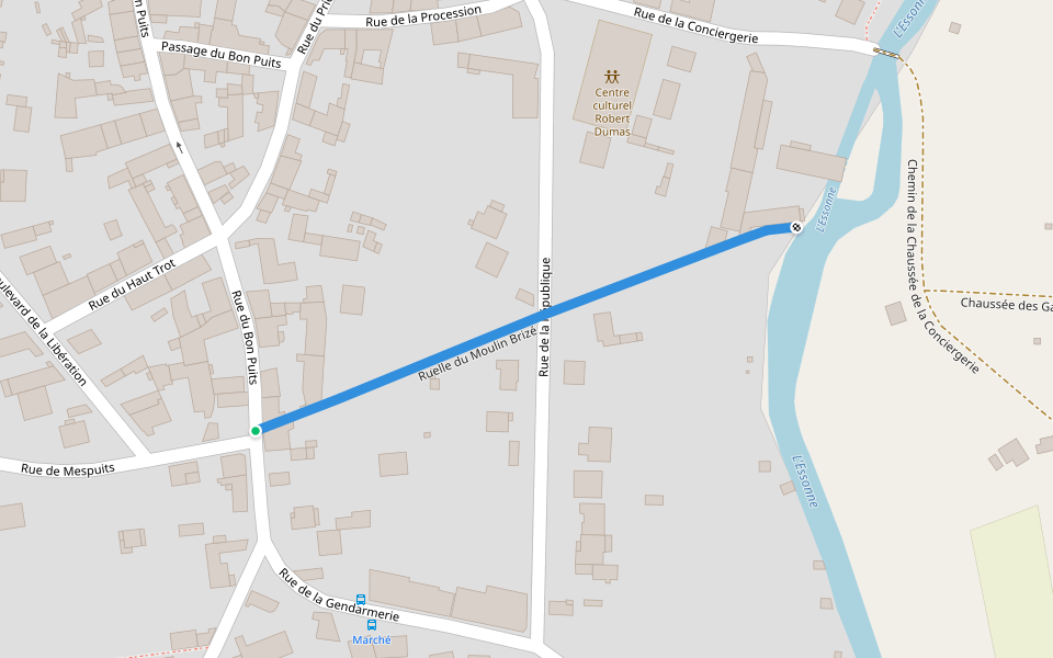 Ruelle du Moulin Brizé walking route map in Maisse