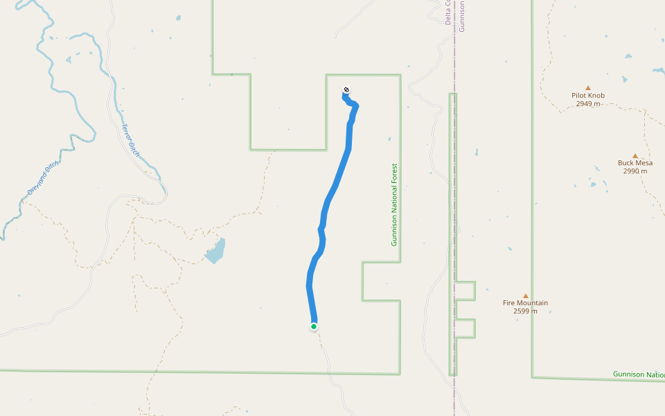 Hubbard Canyon Trail #704 walking route map in Paonia