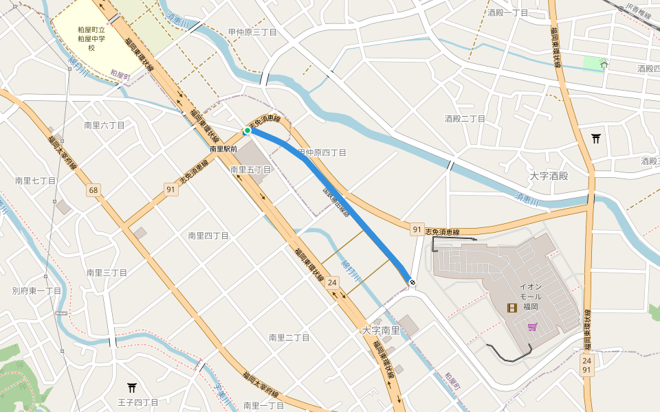 国鉄勝田線跡 walking route map in Shime