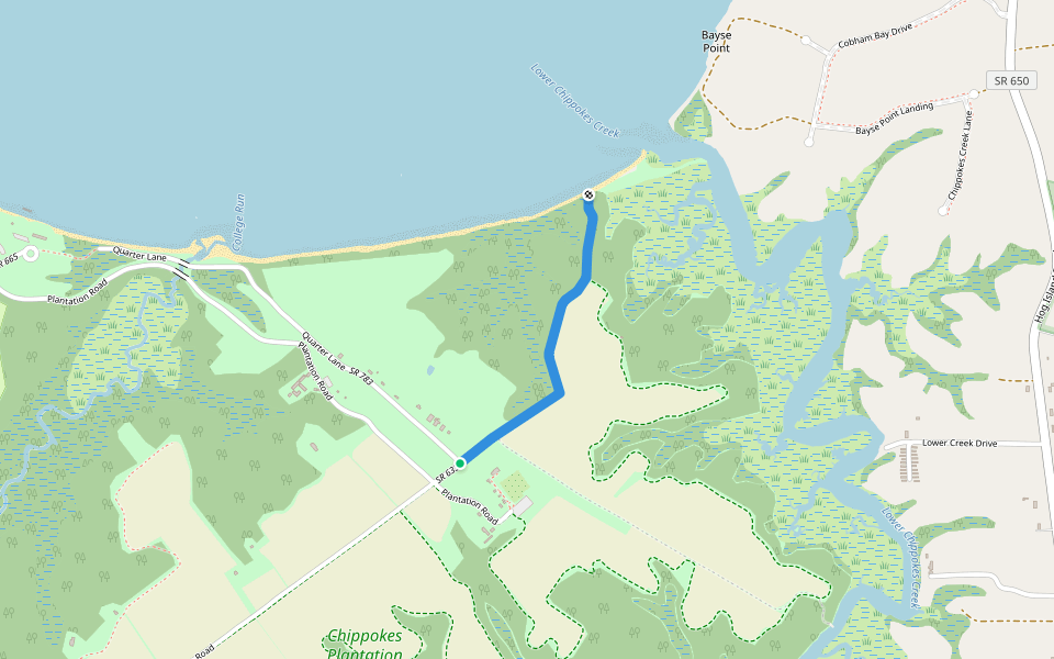 James River Trail walking route map in Surry