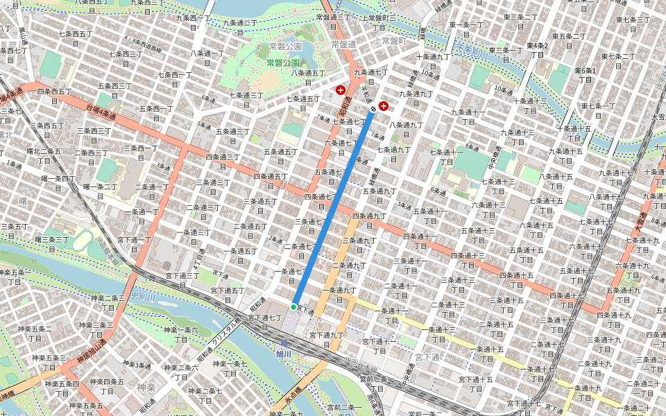 平和通 walking route map in Asahikawa