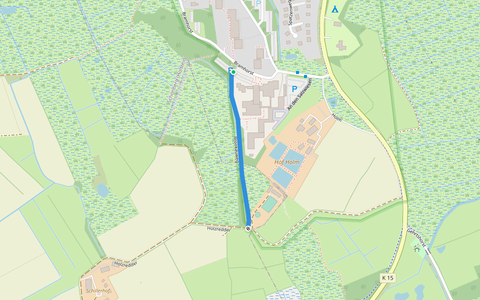 Brookauweg walking route map in Schönberg
