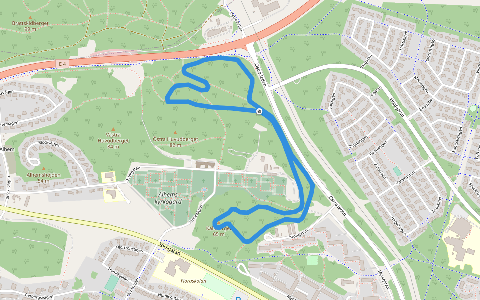 Moröbackens elljusspår walking route map in Skellefteå