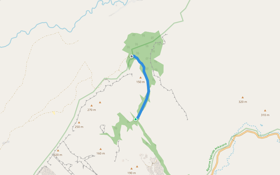 Chemin de Grottes d'Andrafiabé walking route map in Antanatsimanaja