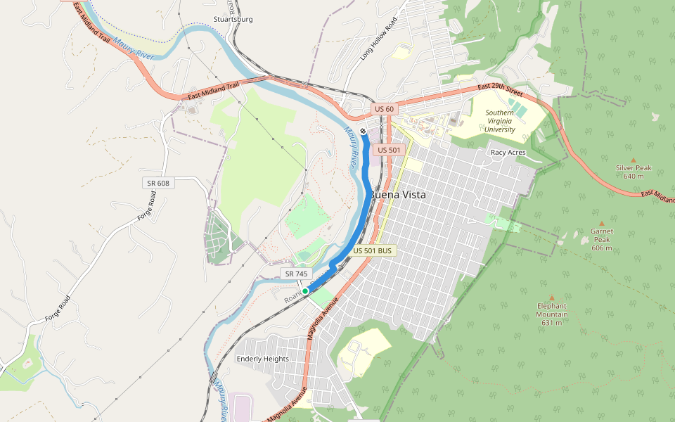 River Walk walking route map in Buena Vista