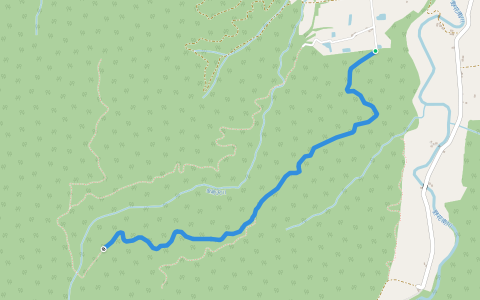 金剛沢林道 walking route map in Ashibetsu
