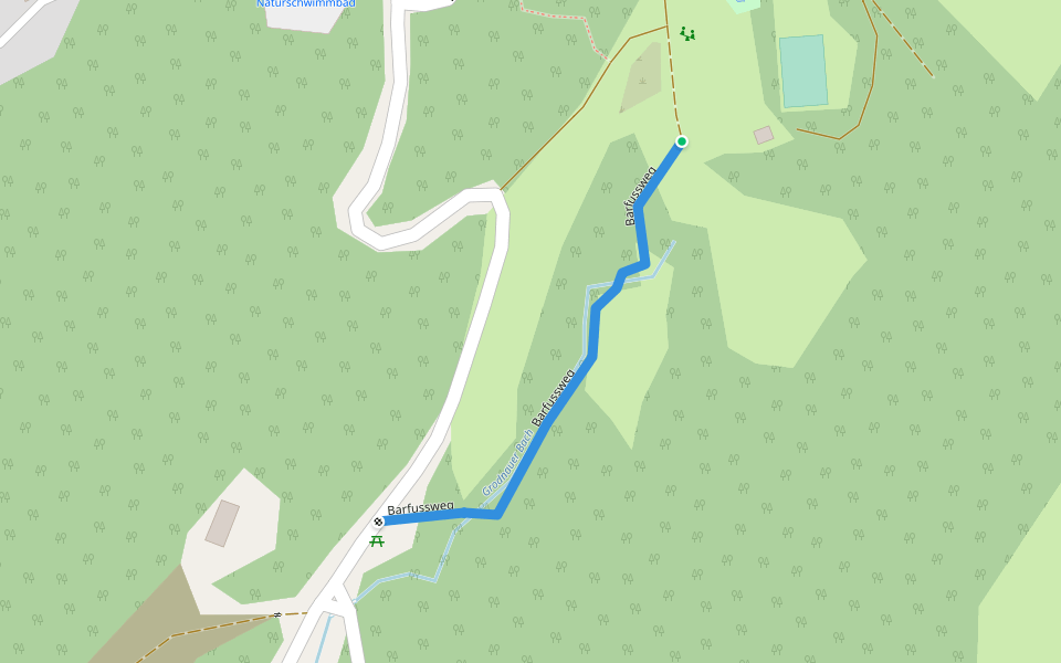 Barfussweg walking route map in Bernstein