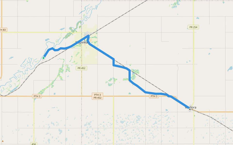 Snoman Trail walking route map in Napinka