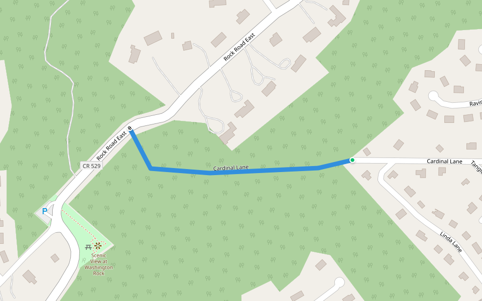Cardinal Lane walking route map in Green Brook Township