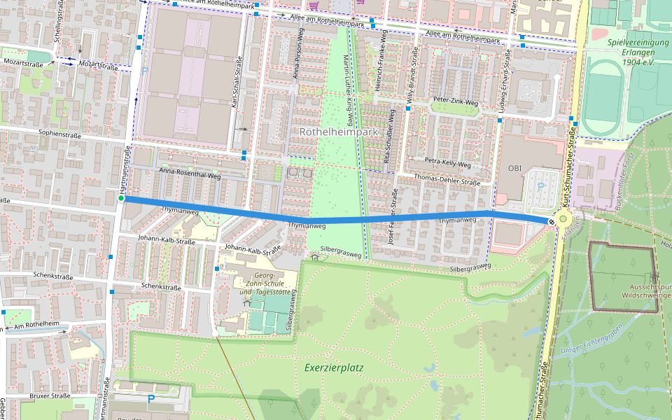 Thymianweg walking route map in Erlangen