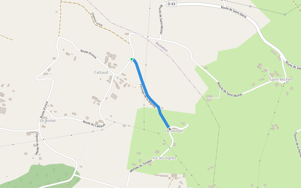 Passage de la Bigotte walking route map in Avressieux