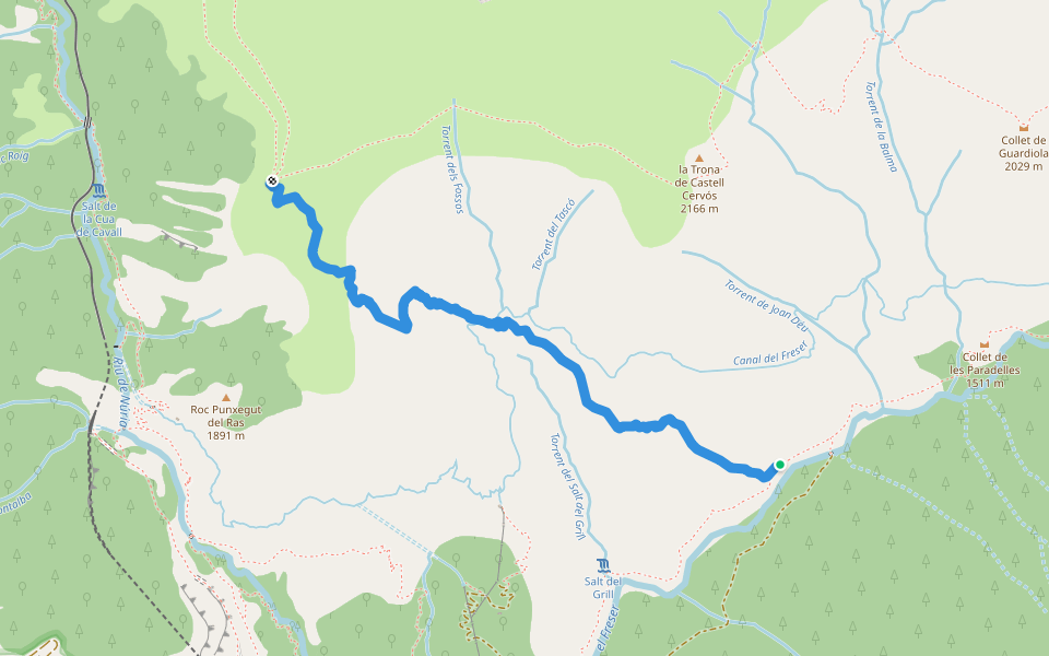 Camí de Coma de Vaca walking route map in Ribes de Freser