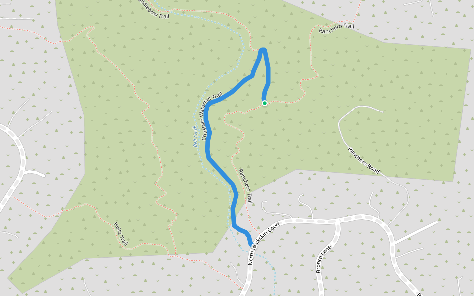 Chastain Waterfall Trail walking route map in Bell Canyon