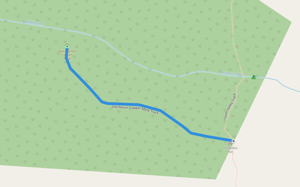 Old Pelion Copper Mine Track walking route map in Cradle Mountain