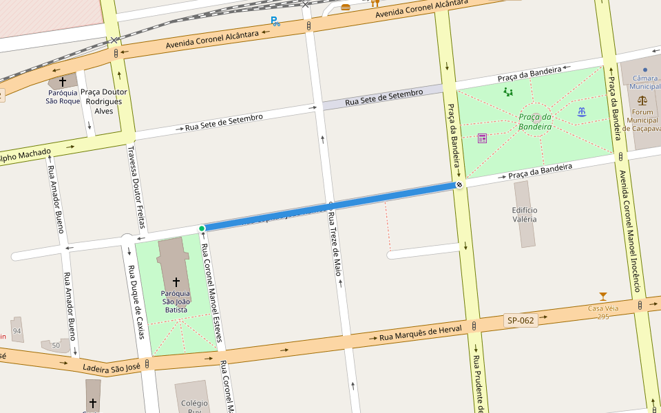 Rua Capitão João Ramos walking route map in Caçapava