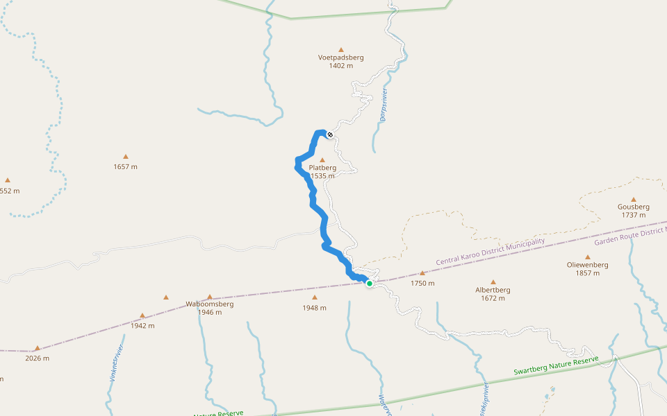 Platberg Circle Route walking route map in Prince Albert