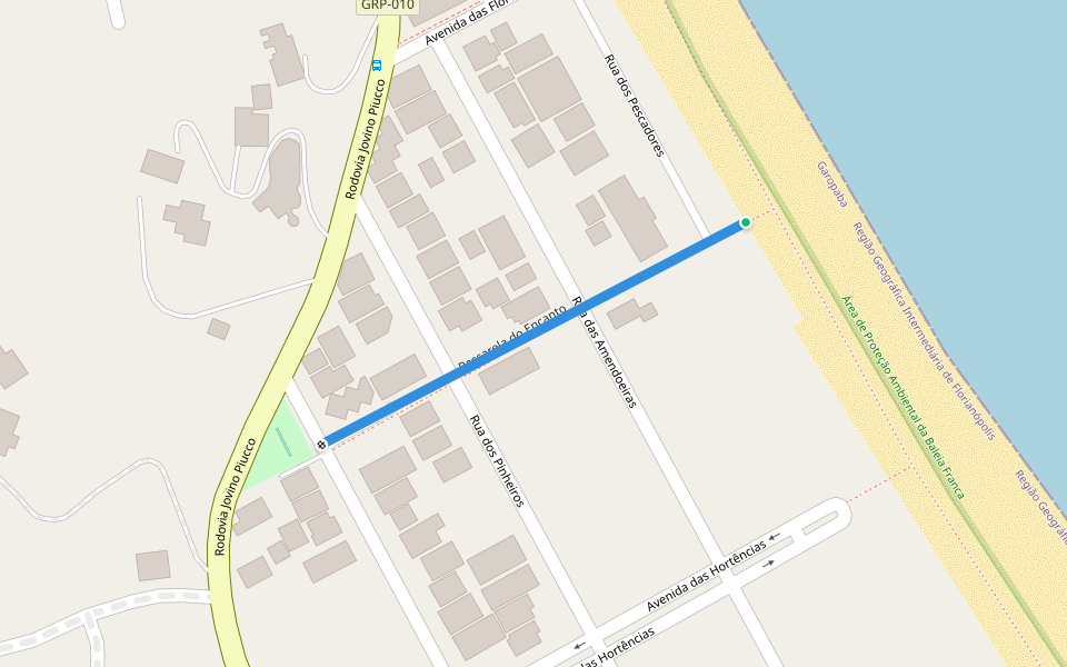 Passarela do Encanto walking route map in Garopaba